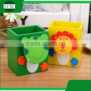 Multipurpose Wooden Cartoon Animal Penholder Storage Pen Container Case Box Holder With Clip photo-3