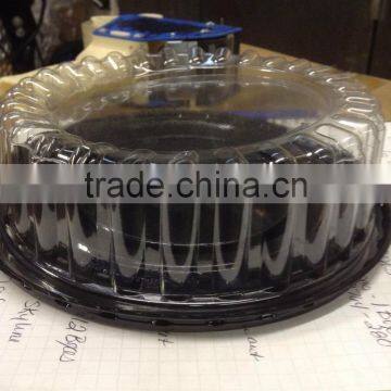 Disposable Plastic Clear Fluted Dome and Black Base Cake Pastry Food Domes Containers photo-2