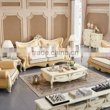 Concise peachblossom carving leather sofa set