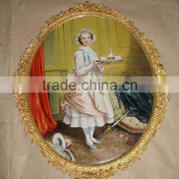 European Luxury Gold Plated Copper and Ceramic Art Painting, Wall Decorated Painting photo-3
