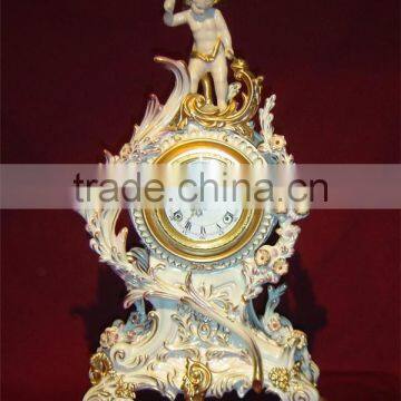 Exquisite Flower and Bird Design Ceramic and Brass Table Clock, Elegant Embedded Urn Jar Table Clock photo-6