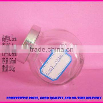 glass storage canister/glass jar with metal lid/glass container with metal lid