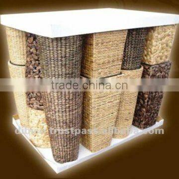 Rattan, water hyacinth flower planter with plastic pot insert