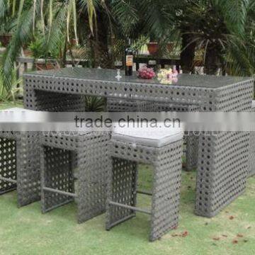 Outdoor Garden Plastic Rattan Bar Set photo-2