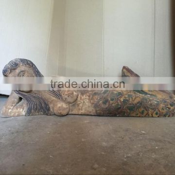 Antique hand made wooden carving sleeping mermaid sculpture,wooden statues,Religious sculptures