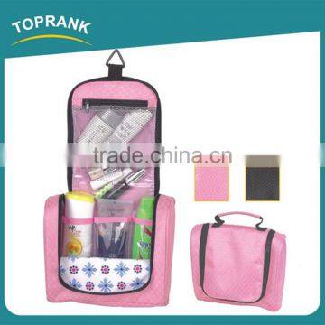 Toprank Custom Pocket-trip Beauty Display Pu Leather Hanging Travel Toiletry Bag Women Folding Toiletry Bag