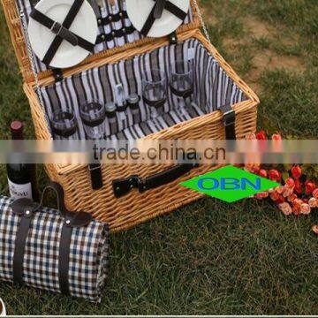 Rattan Material 4 Person Hand Woven Wicker Picnic Basket for Sale photo-2