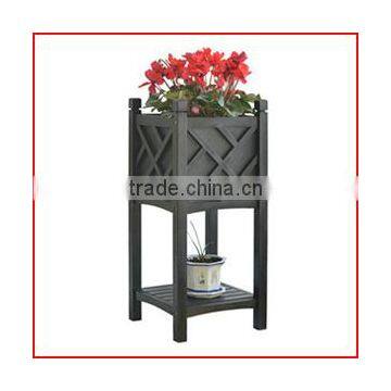 Stand Wooden Planter Boxes Black Finish Patio Flower Planter