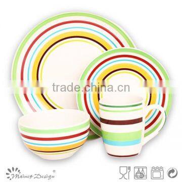 18pcs Colorful Stripe Cheap Ceramic Dinner Set Ceramic Cheap Ceramic Round Dinner Set photo-5