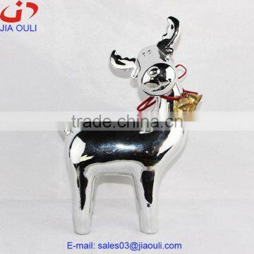 Quality Christmas decoration deer, plating ceramic silver deer