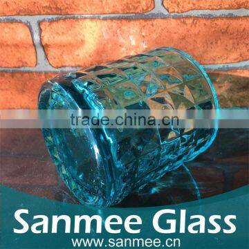 Wholesale Blue Diamiond Pattern Wine Glass Shape Candle Holders photo-2