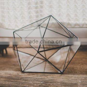 Terrarium Large Strange Geometric Triangle Shape Staine Glass Terrarium Succulent Flowerpot photo-2
