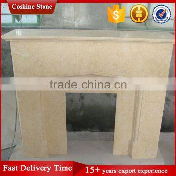 Decorative Indoor Carved Yellow Marble Fireplace Mantels