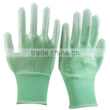 NMSAFETY colorful choice for garden work use 13 gauge PU gloves