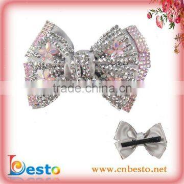 SF0375 New style fashion ladies sliver glitter bow clip for hair