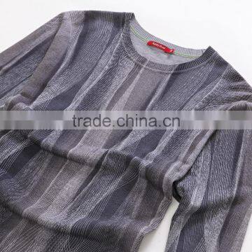 Mens Printing Fine Wool Crew Neck Autumn Knit Sweater photo-3