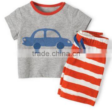 Wholesale Branded Kids Clothes Crab Car Design Short Sleeve Suits for Boy Kids Summer photo-2