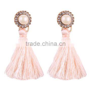 Bohemian Jewelry Imitation Pearls With Long Colorful Tassel Charms Earrings for Women photo-5