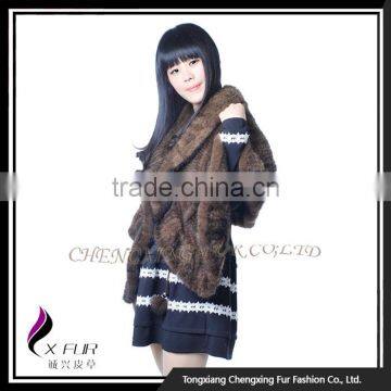 CX-B-M-105A Brown Color In-Stock 2016 New Design Knitted Mink Fur Women Fur Shawl photo-4