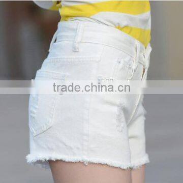 Hot Selling Summer White Elegant Burrs Denim Women Teenager Shorts photo-4