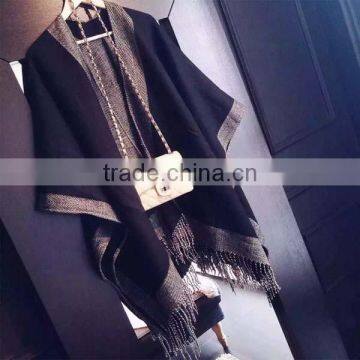 2017 China Style Female Scarf Gray and Black Color Long Style 180*120cm Women Muffler With Tassels photo-2