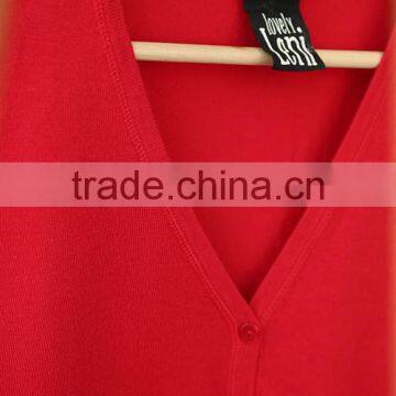 Ribbed Maxi Cotton and Polyester V-neck Women Cardigan With Long Sleeves Two Front Pockets for Lady Korean Style photo-2