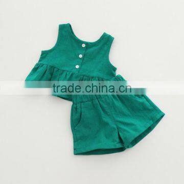 Kids Clothing Solid Color Series Clothing Set Singlet And Shorts Soft Cotton Garments photo-2