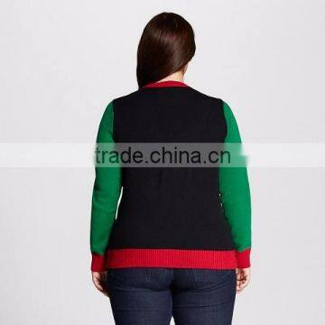 Women Black Green Sweater Pattern Christmas Clothing photo-2