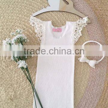 Wholesale boutique pure white fluttter sleeve knit shirt 2017 unique latest blouse clothing china