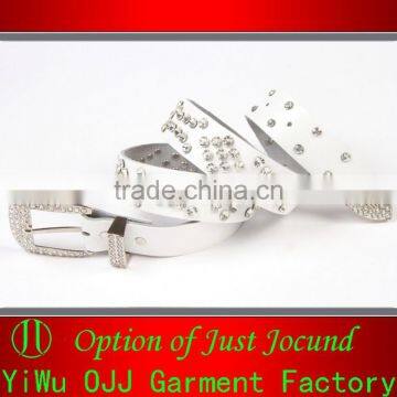 Rhinestones for Leather Belts White Leather Belt Stylish Dress Belt