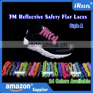 High Visibility Shoestrings - Bright Flat Shoelaces for Sport Sneakers Skates Boots Trekking Basketball Shoes and More