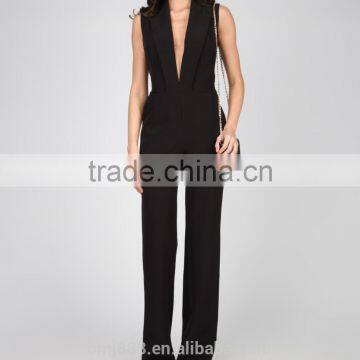 2016 v neck black women jumpsuits