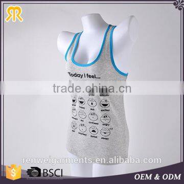 Cute printed cotton one piece ladies underwear bulk camisole tops