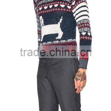 Highly Fashion Funny Design Cute Doggy Pattern Men's Jacquard Sweater photo-2