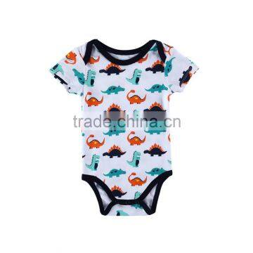 Wholesale Price Short Sleeve Summer Baby Bodysuit Baby Rompers Dinosaur Animal Pattern