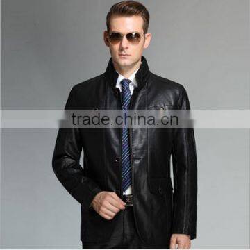 Fashionable 2016 wholesale casual korean style mens leather coat