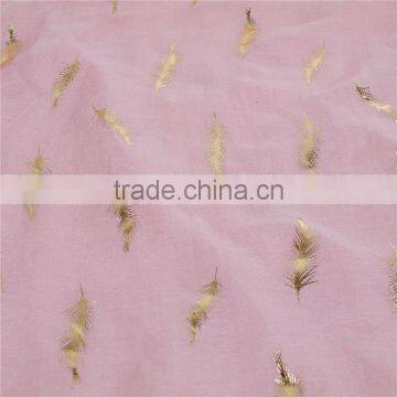 Cotton Polyester Blend Scarves & Wraps Rectangle Golden Pink Feather Custom Design Scarf photo-2