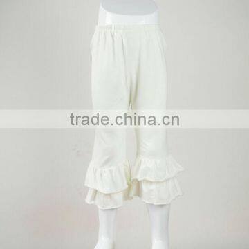 New arrival girls kids children ruffle cotton capri pants