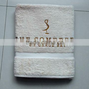 High quality soft pure cotton min quantity custom brand logo design beach bath towel