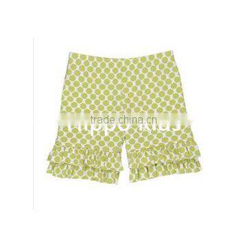 Wholesale baby icing ruffle pants green polkadots ruffle shorts cotton girls new fashion leggings