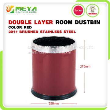 Small Indoor Hotel Room Commercial Dobel Layer Round Cylinder Waste Bin Trash Cans photo-2