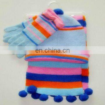 children knit warm winter arylic hat scarf gloves set