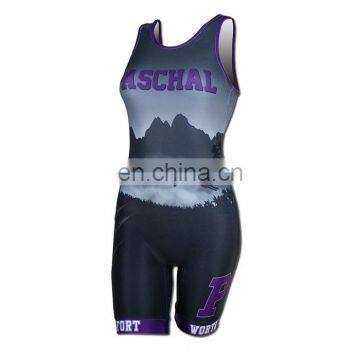 Customized Full Sublimation Womens Wrestling Singlet photo-2