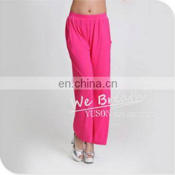 Bamboo Fiber Full Length Casual Pants Solid Colors Yoga Lounge Wear photo-5