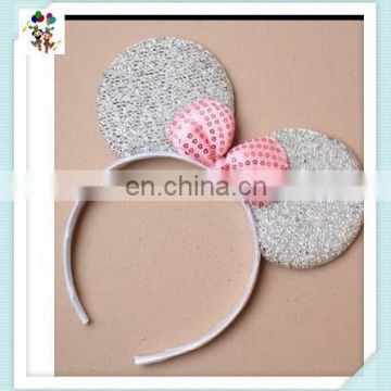 Glitter Sparkly Silver Minnie Mouse Headbands with Bow HPC-0790