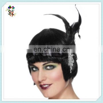 Roaring 20s Gatsby Party Satin Flapper Feather Headbands HPC-0735