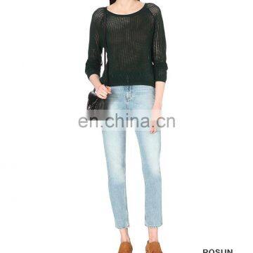 Sexy Round Neck Hollow Pullover Knitted Jumper