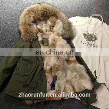 Wholesale High Quality Natural Coyote Fur Lined Parka For Women