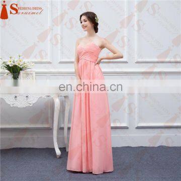 Long Bridesmaid Dresses Coral Chiffon Sweetheart Cheap Brides Maid Dress Real Photo Free Shipping