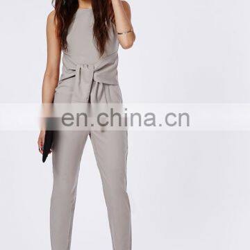 China Wholesale Crepe Tie Wasit Jumpsuit , Sexy Ladies Jumpsuit for Spring Wholesale OEM